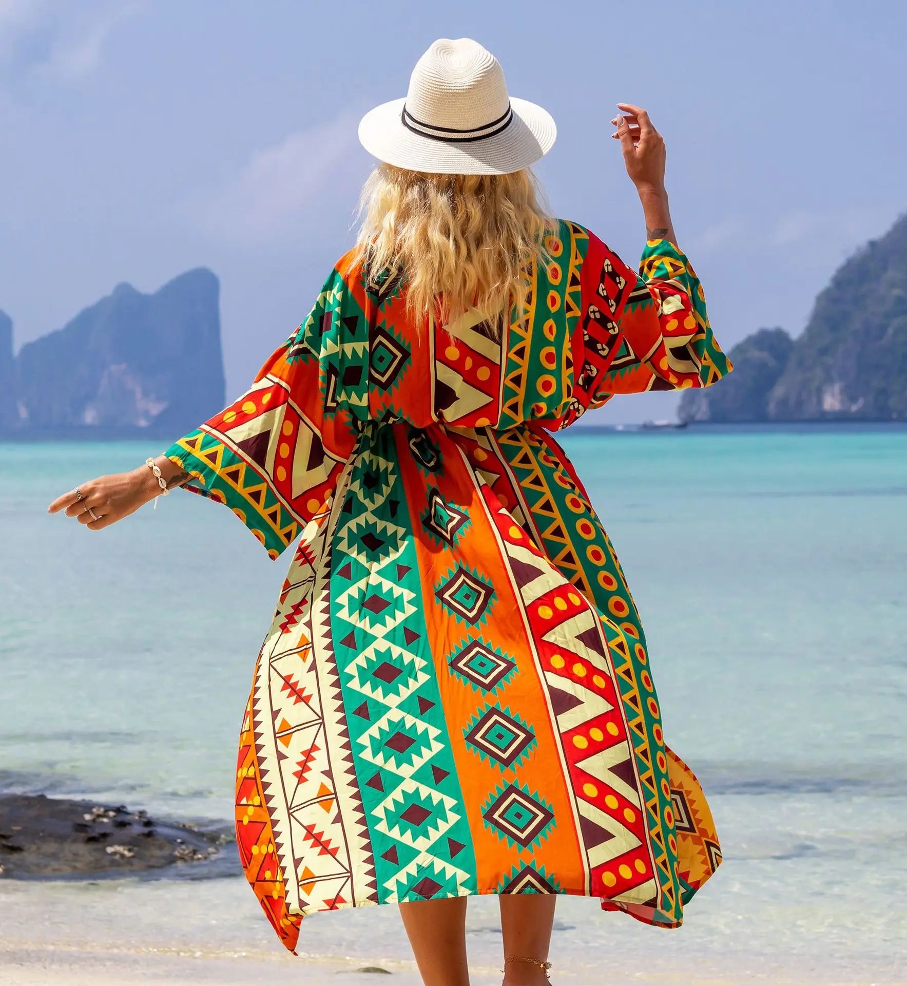 Swimsuit Cover Up Printed Kimono for Sea Boho Coverup Long Luxury Beach Outings Belted Swimwear Cape Holiday Bathing Suits Sales