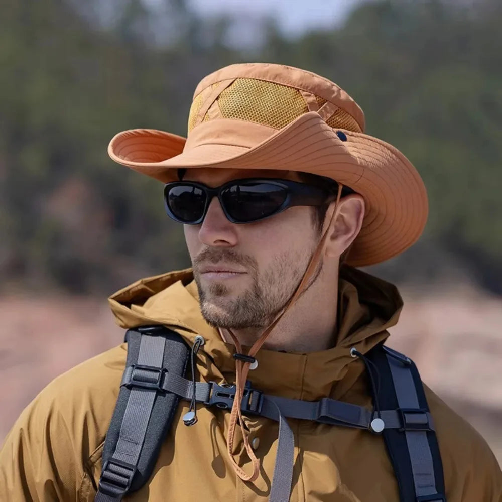 Men's 100% Nylon Fisherman Hat Spring/Summer Big Eaves Breathable Sunshade Sunscreen Fishing Cap