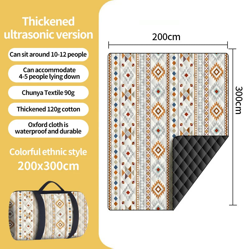 Waterproof Picnic Blanket 200x300CM Large Beach Blanket Outdoor Picnic Mat Beach Mat with Carrying Handle for Camping Beach