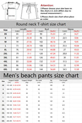 Summer men's breathable and comfortable round neck T-shirt shorts with printed pattern outdoor casual two-piece set