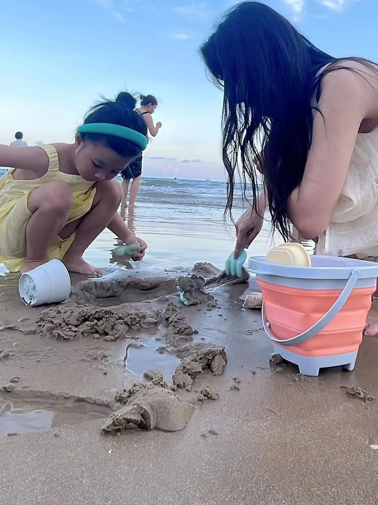 Beach Toys for Kids Sand Toys Set for Toddlers Sandbox Toys with Collapsible Bucket Shovel Rake Set Sand Molds Summer Outdoor