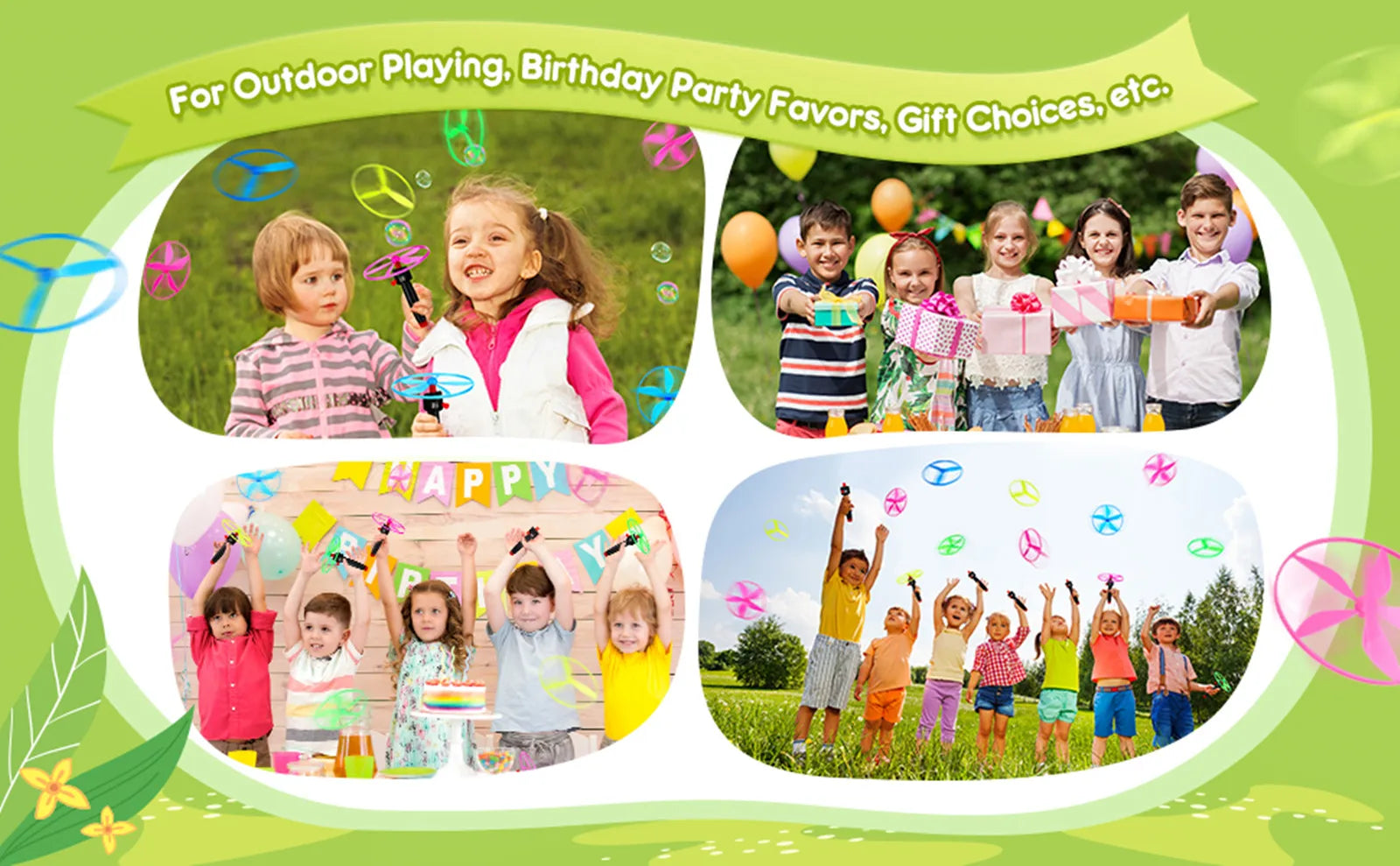 Kid Sports Pull Line Saucer Toys Children Outdoor Fun Rotating Flying Helicopter Gift Processing Toy for Parks Beach
