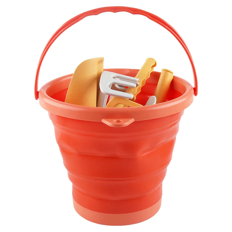 4 in 1 new style 4 Piece Beach Toy Set Collapsible Bucket, Shovel and RakeEasy to carry and catch the sea bucket toys.2025