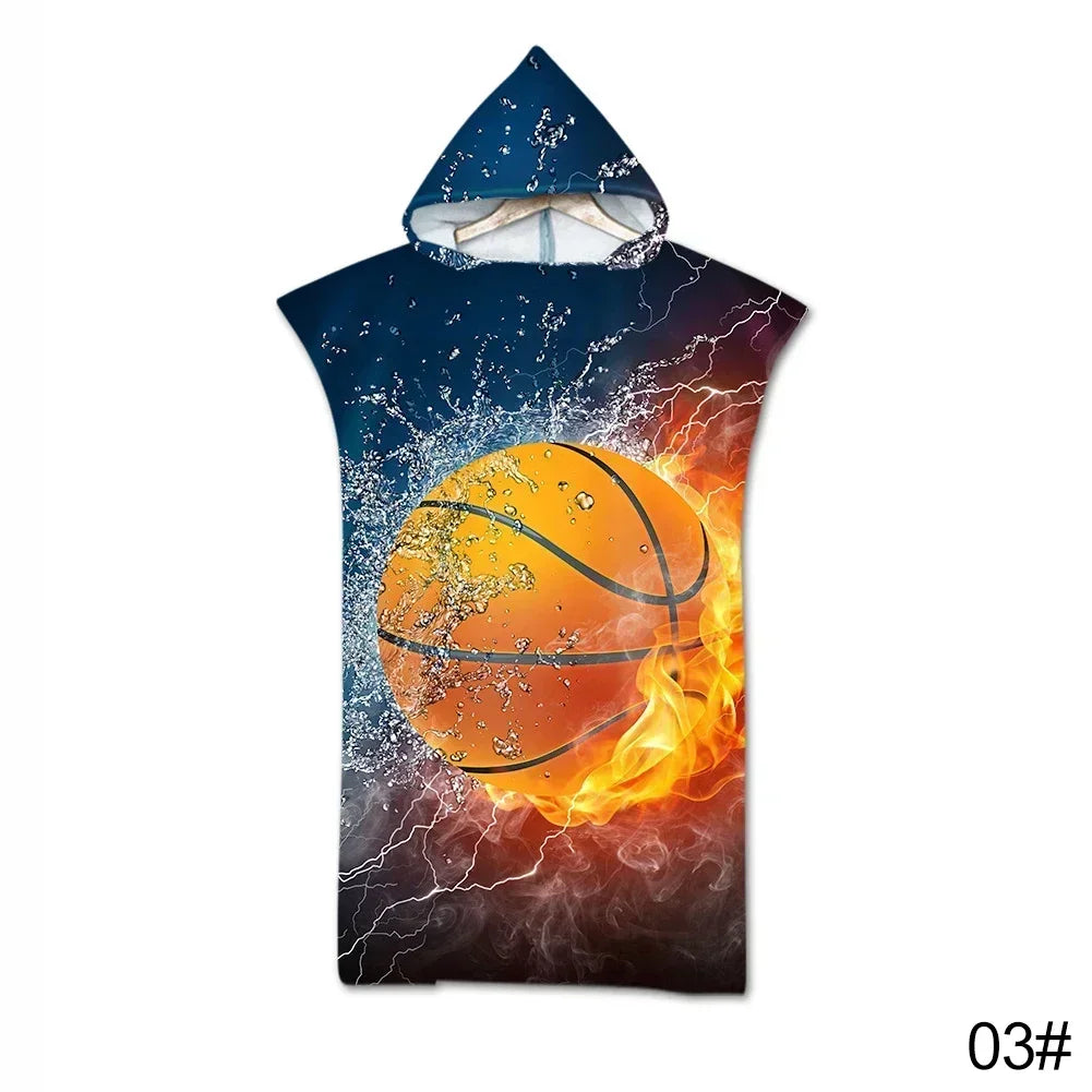Printed Hooded Beach Towel For Adults Child Quick Dry Swimming Pool Poncho Bath Towel With Cloak Bathrobe Swimming Towels