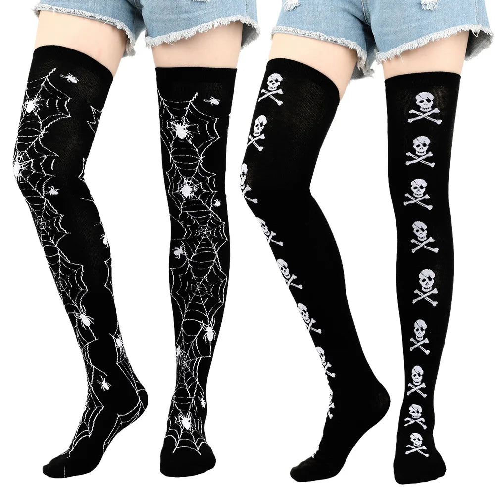 Halloween Stockings Blood Bat Spider Web Socks Festival Dress Up Props Cosplay Makeup Ball Party Skull Head Bone Long Socks New