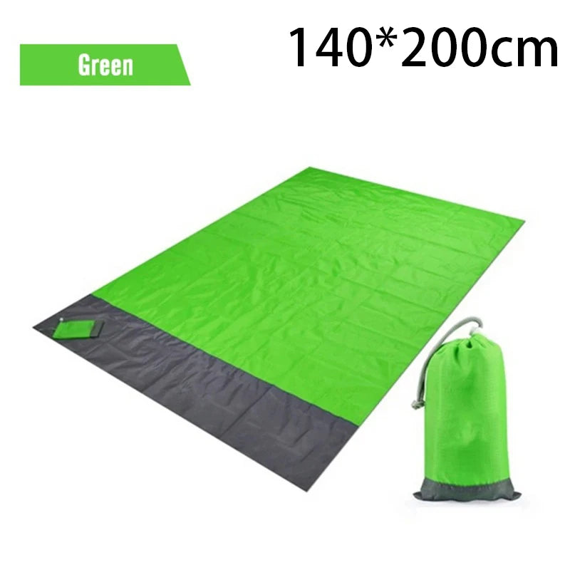 2x2.1m Waterproof Pocket Beach Blanket Folding Camping Mat Mattress Portable Lightweight Mat Outdoor Picnic Mat Sand Beach Mat
