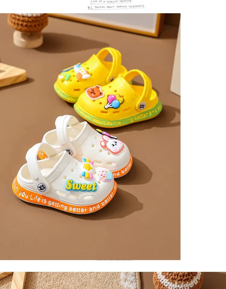 Kids Summer Sandals Hole Children's Shoes Slippers Soft Anti-Skid Cartoon DIY Design Hole Baby Shoes Sandy Beach For Boys Girls