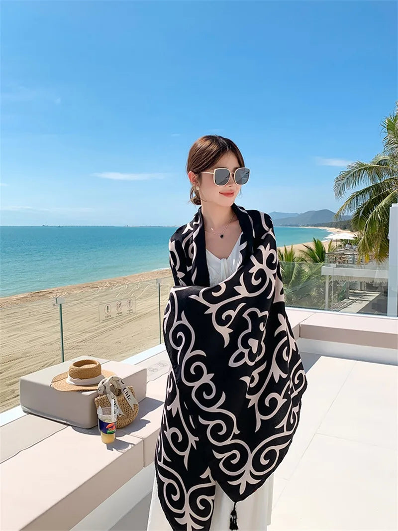 20 Styles 90x180cm Cotton Linen Summer Beach Dress Bikini Cover-ups Sarong Wrap Scarf Women Brazilian Swimsuit Bathing Cover Up