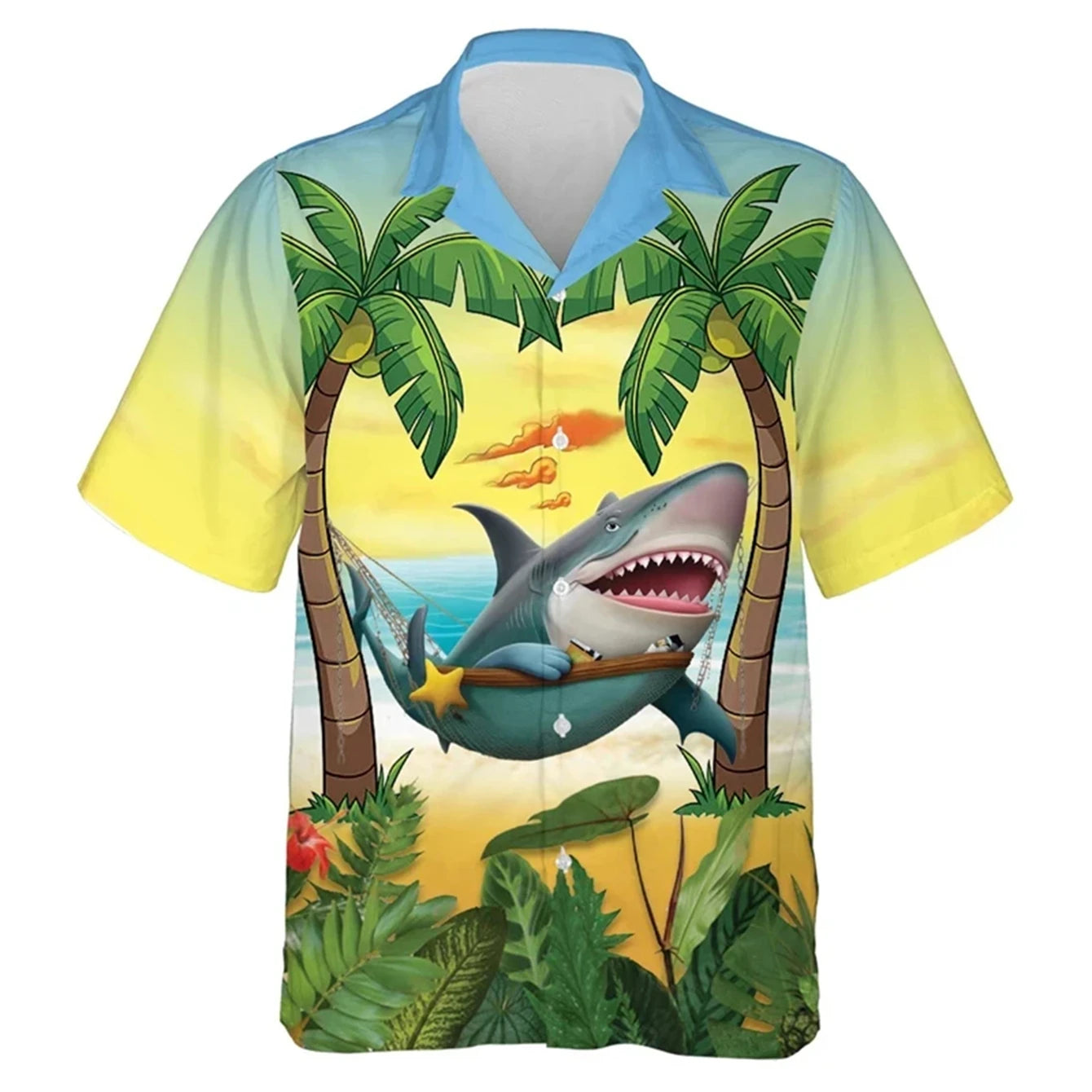 Boy's Comfortable Breathable Hawaiian Fishing Print Shirt Boys Short Sleeve Shirt Summer Loose Beach Oversize Tee Shirt for Boy