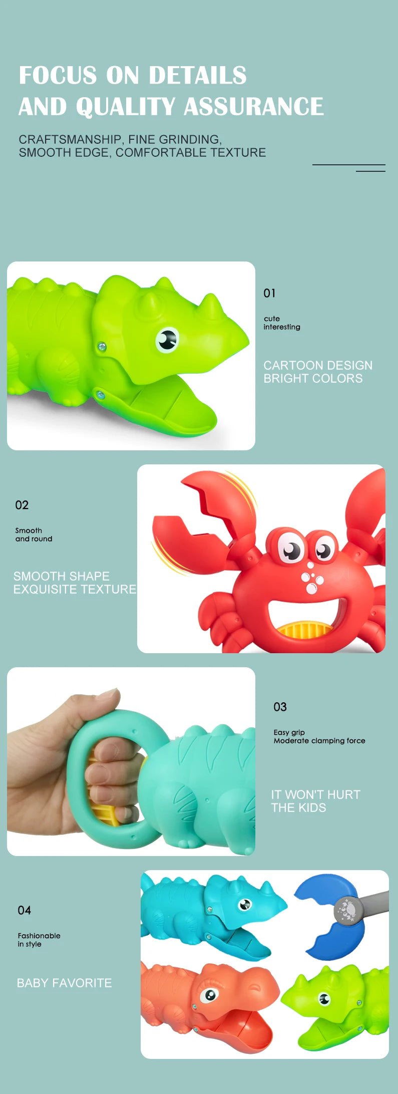 Children's beach toy, lobster, dinosaur toy clip, male and female crab foot pliers, robotic arm, beach dredging shovel set