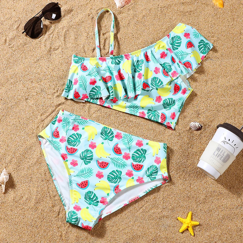 2023 Leaf Swimsuits Family Matching Outfits Look One-Piece Mother Daughter Swimwear Mommy and Me Clothes Father Son Swim Shorts