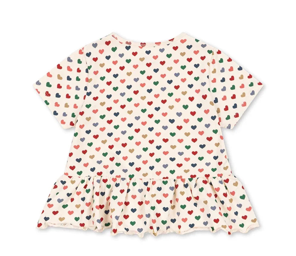 Children Clothes Set 2025 KS Summer Girls Floral Tops Shorts Set Girl Heart Print Slip Dress Kids Short Sleeved Vacation Suit