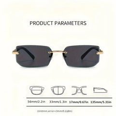 Rimless Sunglasses Rectangle Fashion Popular Women Men Shades Small Square Sun Glasses For Female male Summer Traveling Oculos