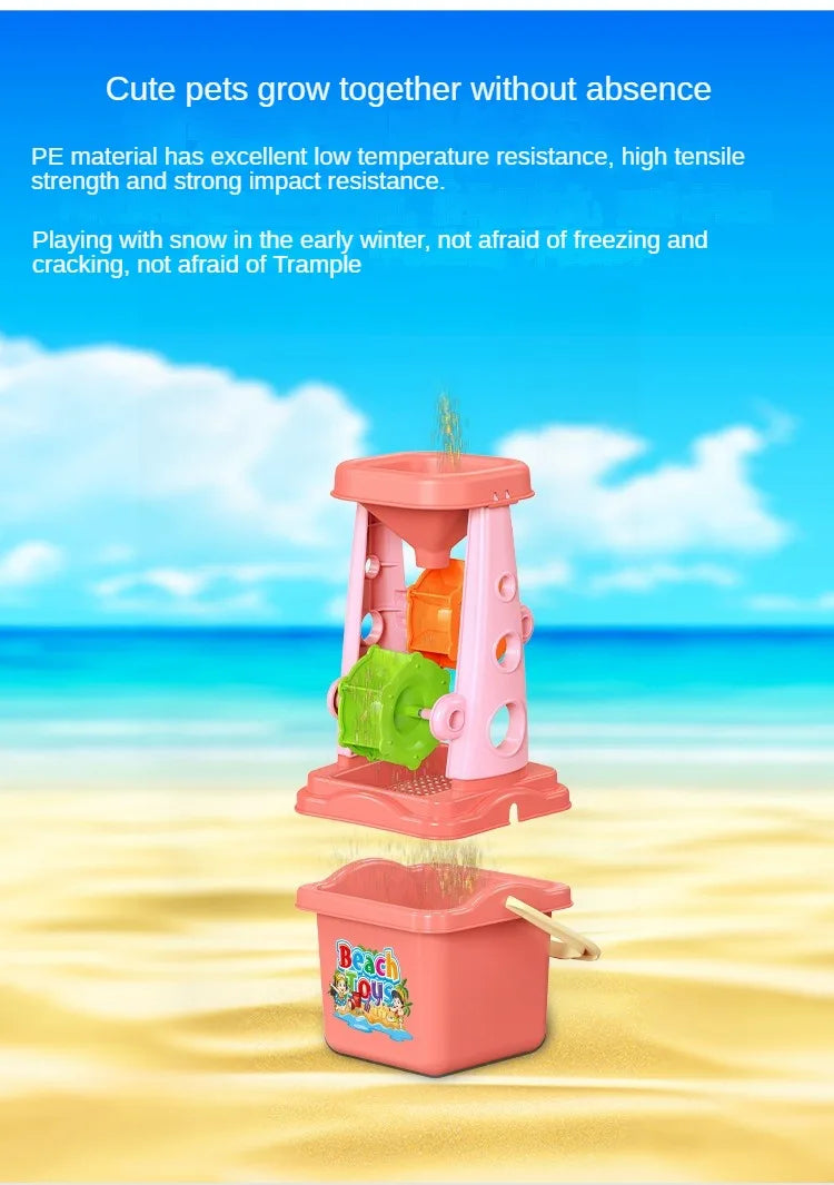 Beach Sand Play Tool Set Sand Bucket Sieve Funnel Sand Shovel Sand Wagon Watering Can Summer Outdoor Toys
