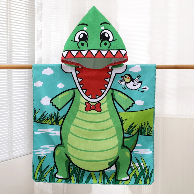 1-Pack of Cute Animal-Themed Polyester Towels for Infants and Children, Absorbent and Quick-Drying Beach Towels, Hooded Poncho Bath Towels, Suitable for Home, Outdoor, and Beach Use, the First Choice for Children's Holiday Gi