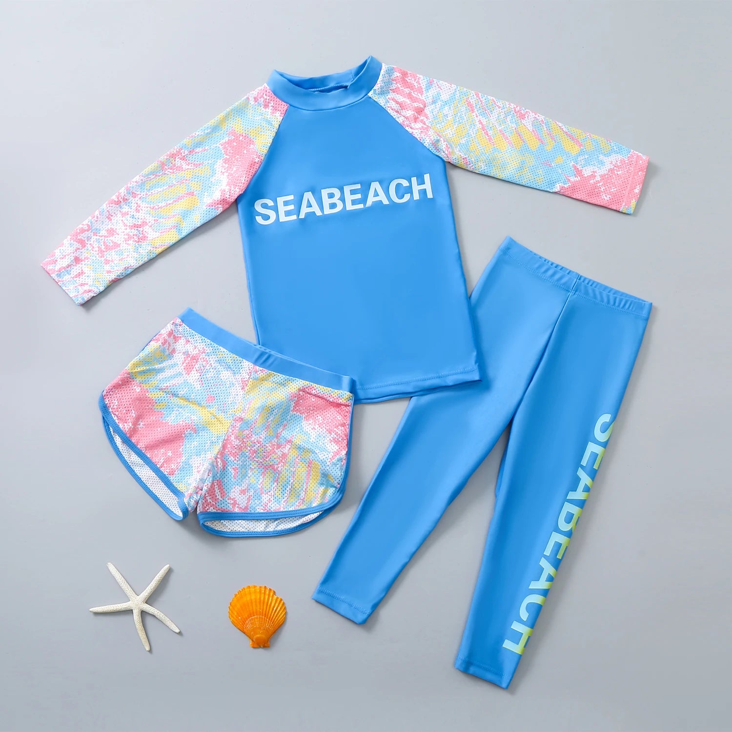 Korean Style Children's Swimming Suit Separate Quick Dry Sun Protection Baby Girl Boy Swimming Costume Set for Toddlers And Kids