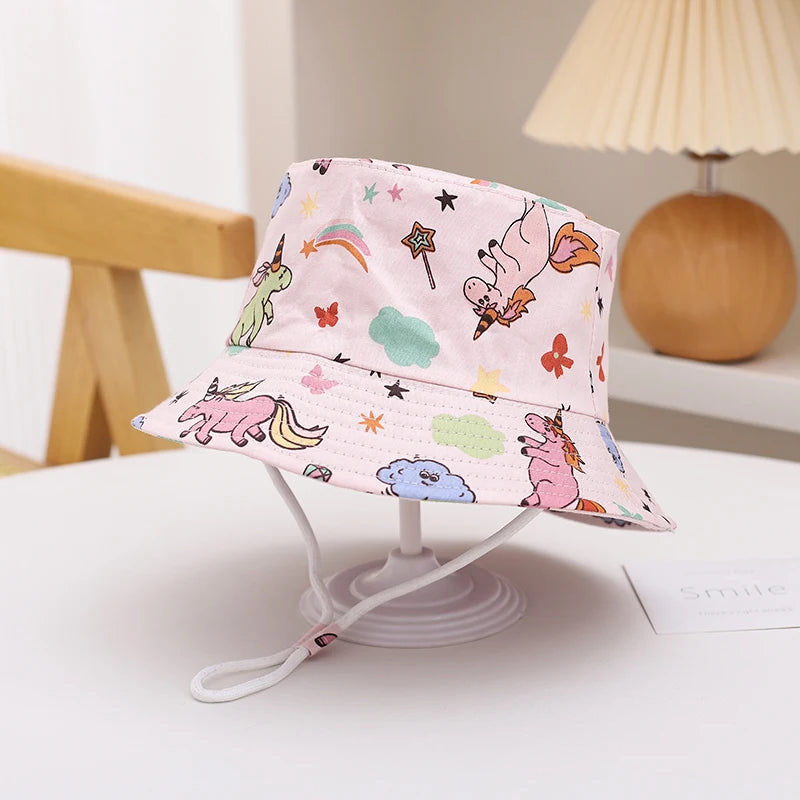 New Panama Summer Baby Sun Hat for Girls and Boys Beach Sun Cap Cartoon Autumn Kids Fisherman's Cap Outdoor Baby Bucket Hat