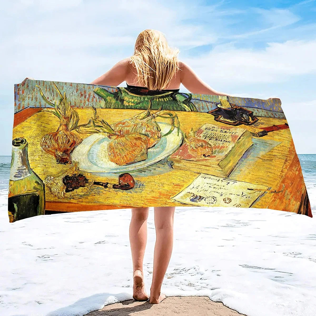 Van Gogh Starry Night Sand Free Beach Towels Absorbent Oversized Bath Towel Large Size Hand Towels for Swimming Bathroom Pool