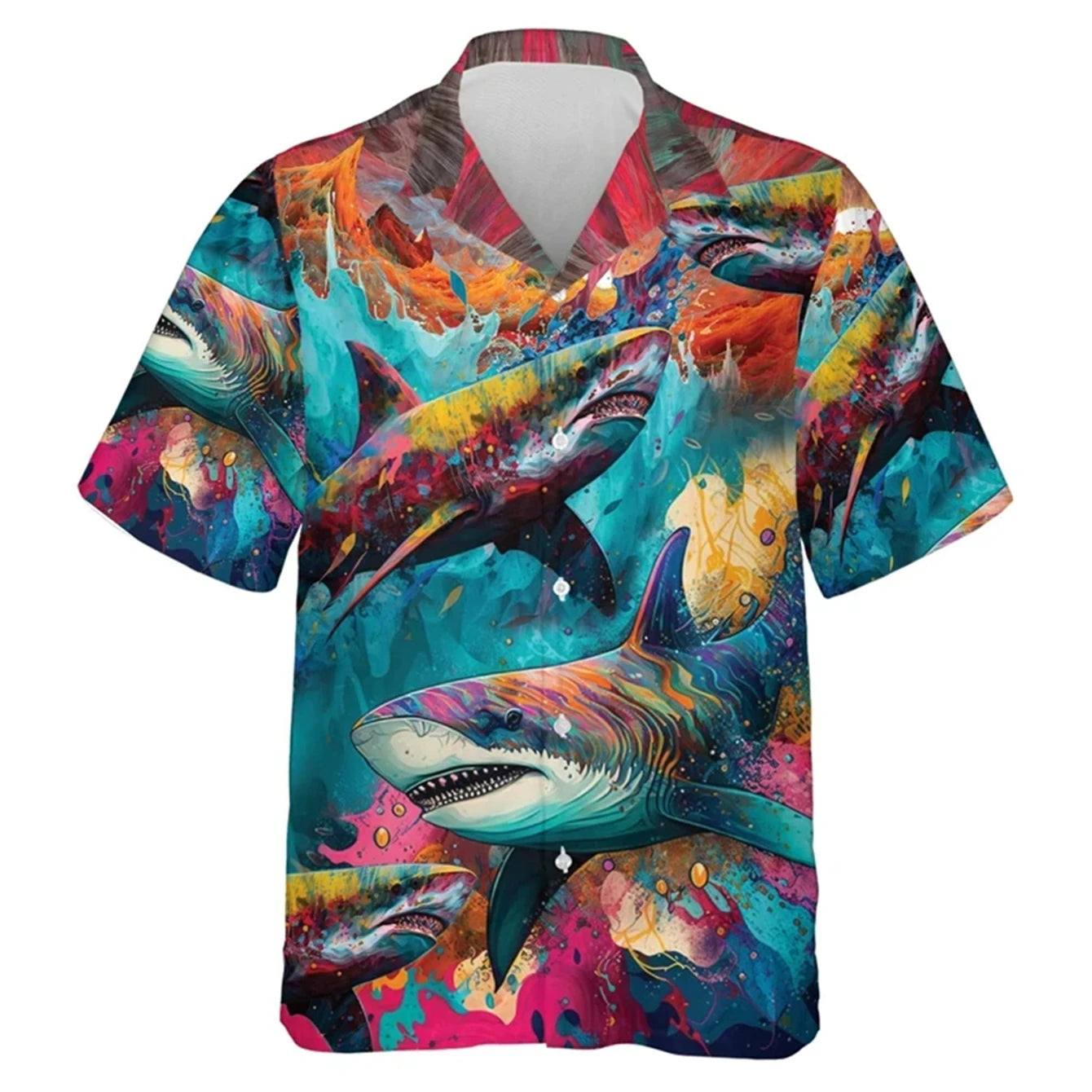 Boy's Comfortable Breathable Hawaiian Fishing Print Shirt Boys Short Sleeve Shirt Summer Loose Beach Oversize Tee Shirt for Boy