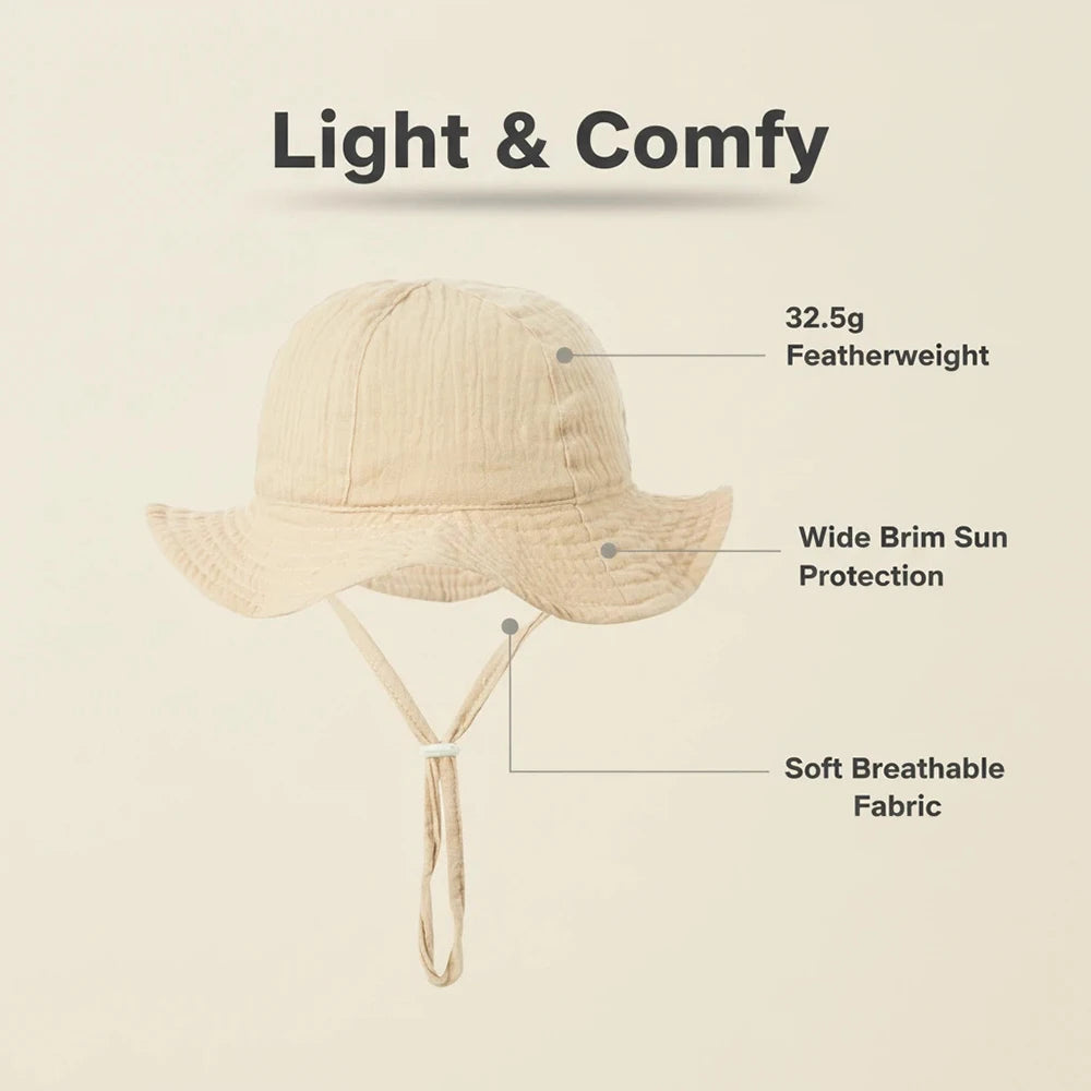 3-18 Months Baby Bucket Hat Kids Outdoor Sun Protection Caps Boys Girls Cotton Panama Hat Unisex Beach Children's Fisherman' Hat
