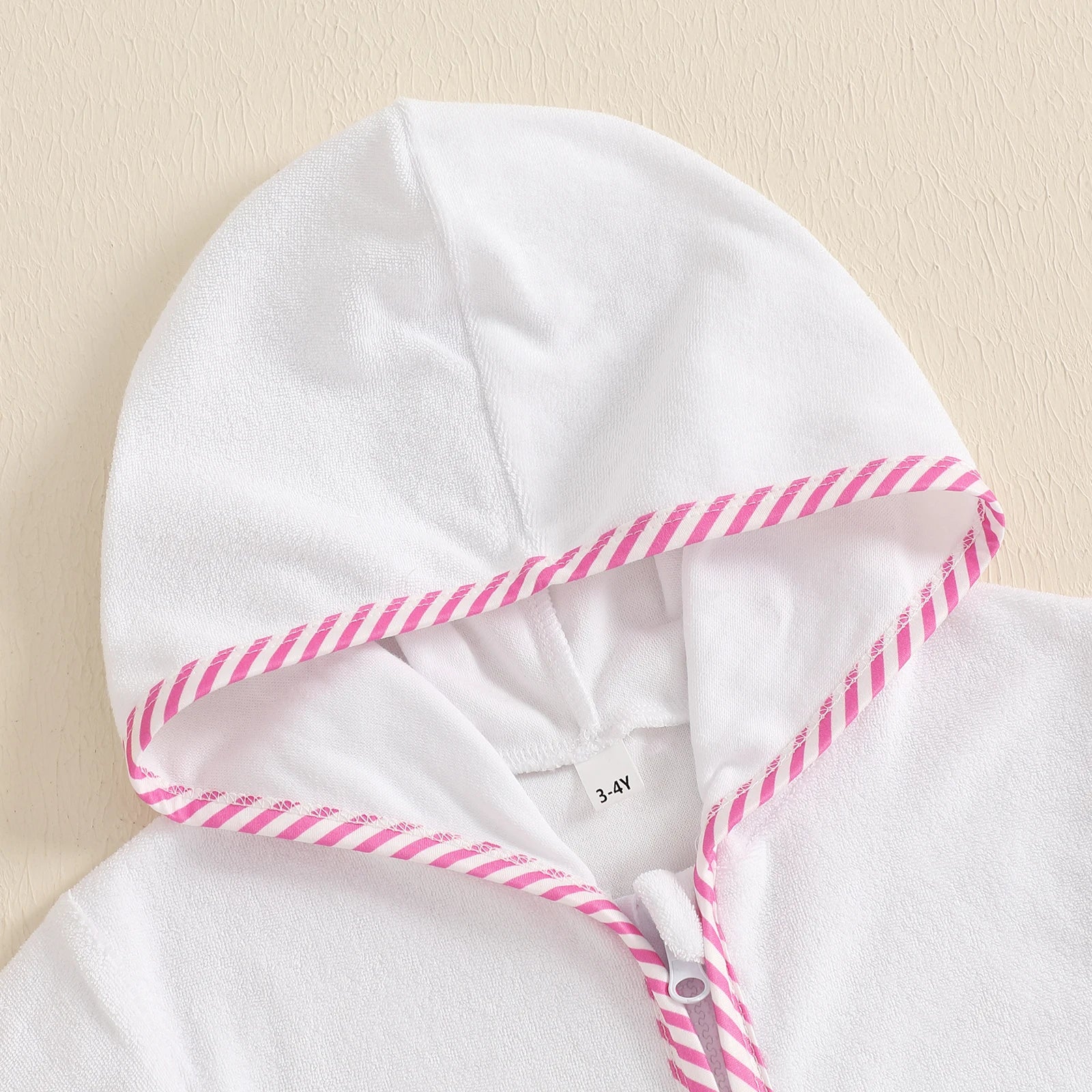 Toddler Girl Hooded Beach Coverup Summer Infant Stripe Print Zipper Bathrobe Children Short Sleeve Summer Swimwear Cover-up