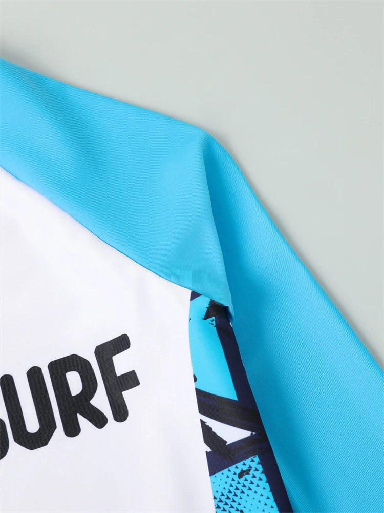 Boy Swimsuit 2026 New Geometry Print Long Sleeve Children Swimwear Summer Two Piece Kids Beach Wear Swimming Bathing Suit Men's