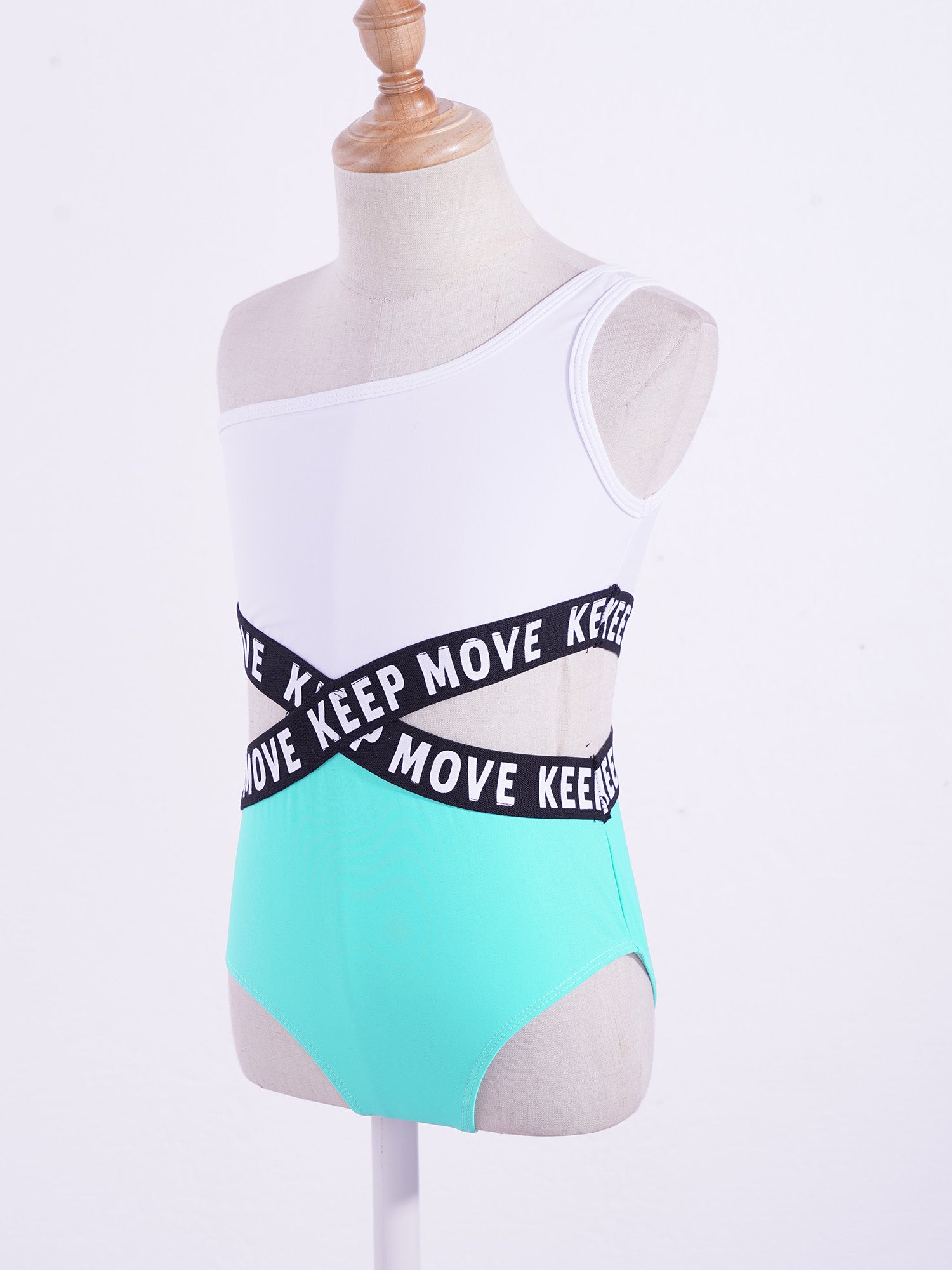 Kids Girls Hollow Out One-piece Swimwear Single Shoulder Letter Print Bodysuit Swimsuit Pool Bathing Suit Beachwear Sportswear