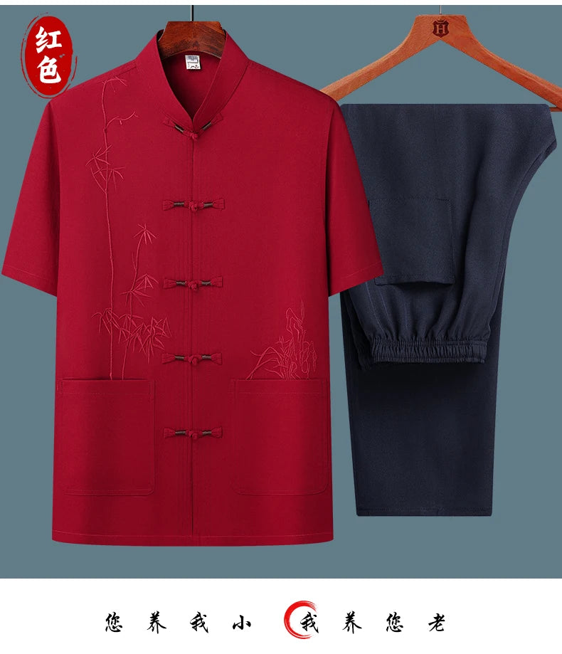Men's sets (Shirt + trousers) 2026 summer new style men fashion shirt short sleeve shirt High quality shirts male Two Piece
