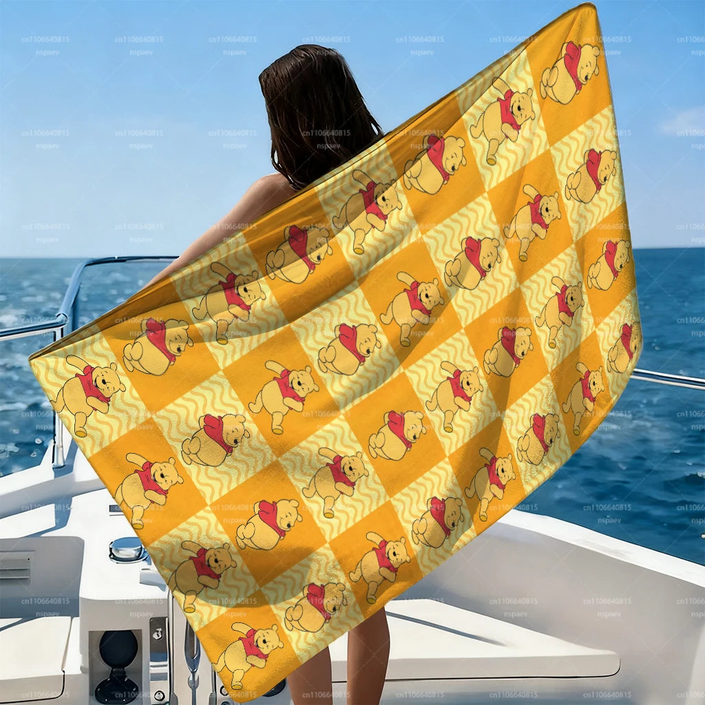 Winnie The Pooh Beach Towel for Adults Women Men, Cute Cartoon Printed Towel, Large Quick Dry Sand Free Microfiber Swim Towel