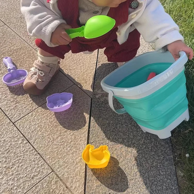 5/11PCS Beach Sand Play Water Set Folding Bucket Summer Toys for Children Kids Outdoor Game Sandbox Accessories Color Random
