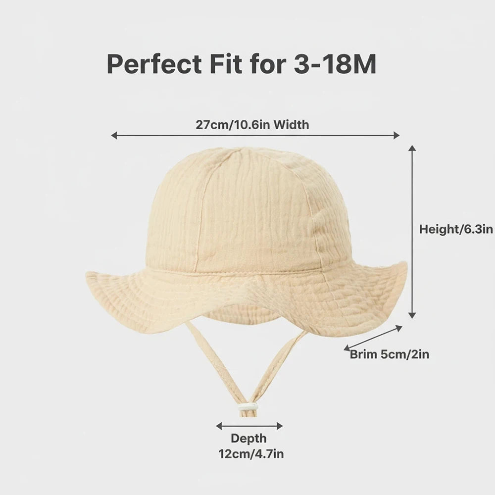 3-18 Months Baby Bucket Hat Kids Outdoor Sun Protection Caps Boys Girls Cotton Panama Hat Unisex Beach Children's Fisherman' Hat