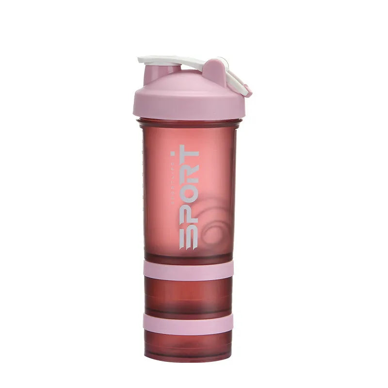 500ML 3-layer Sports Water Bottle Protein Shaker Outdoor Travel Portable Leakproof Drinkware Plastic My Drink Bottle BPA Free