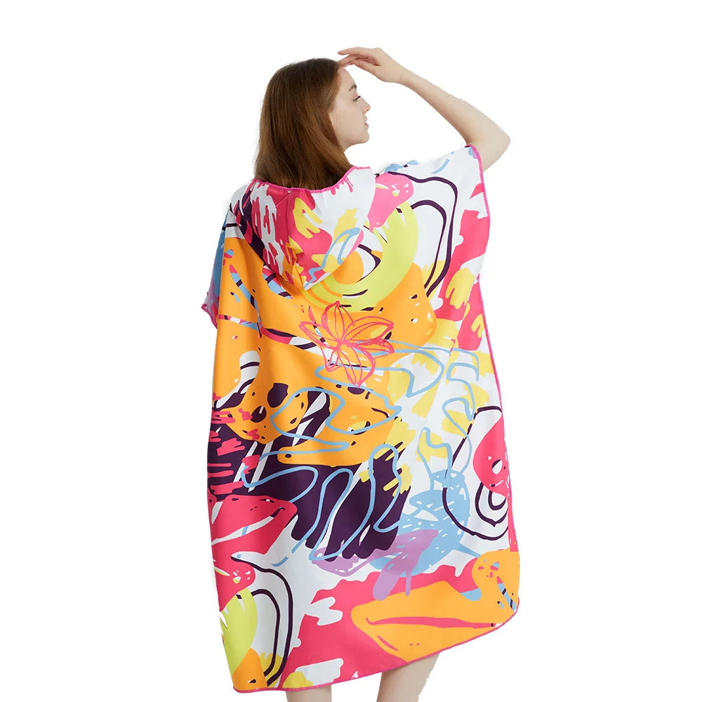 Surf Poncho Towel Poncho Quick-Dry Towel Hoodie Microfiber Beach Robe Changing Poncho Swim Towel Beach Poncho For Adults (A19)