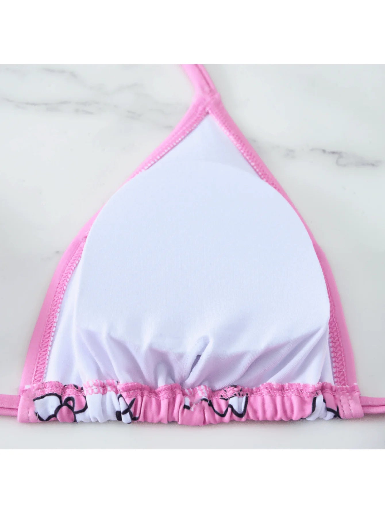 2pcs/A Set Kawaii Hello Kitty Print Triangle Bikini Set Halter Tie Side Swimwear 2-Piece Bathing Suit for Summer Beach Vacation