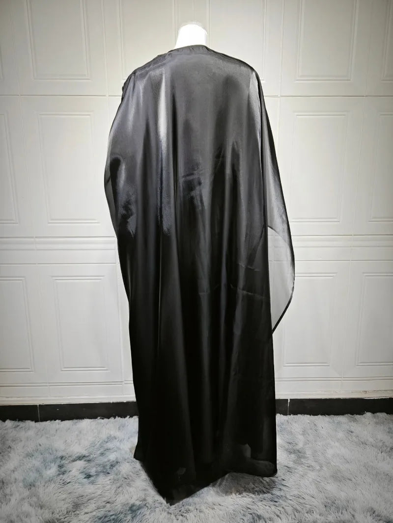 Elegant Arabic Satin Abaya Dress with Hijab Eid Muslim Women Modest Cardigan Islamic Vacation Outfit New in Turkey Kaftan Robe