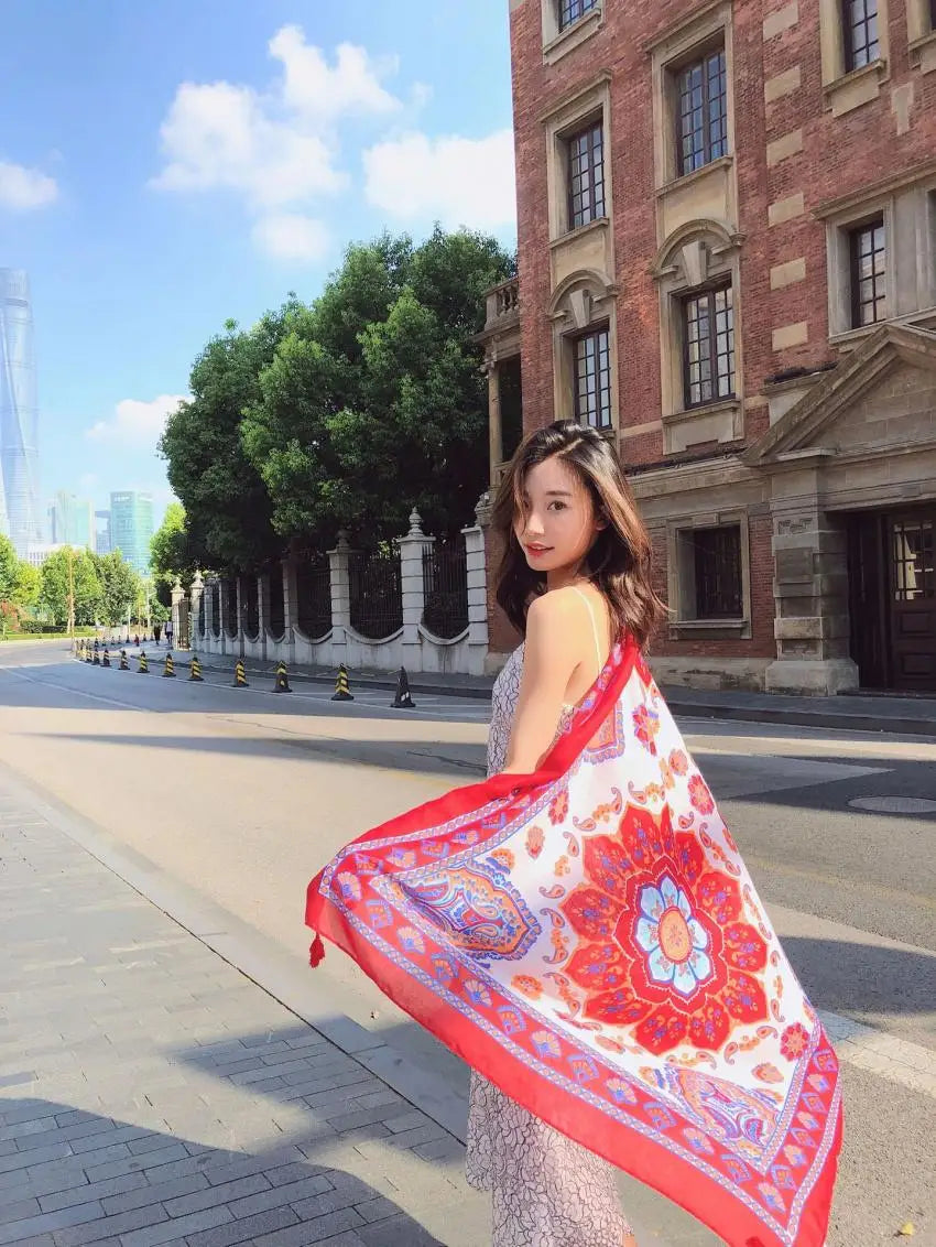 Fashions 90x180cm Twill Cotton Pareo Beach Cover-Ups Women Large Beach Dress Bikini Bathing Swimwear Cover Up Sarong Wrap Scarf