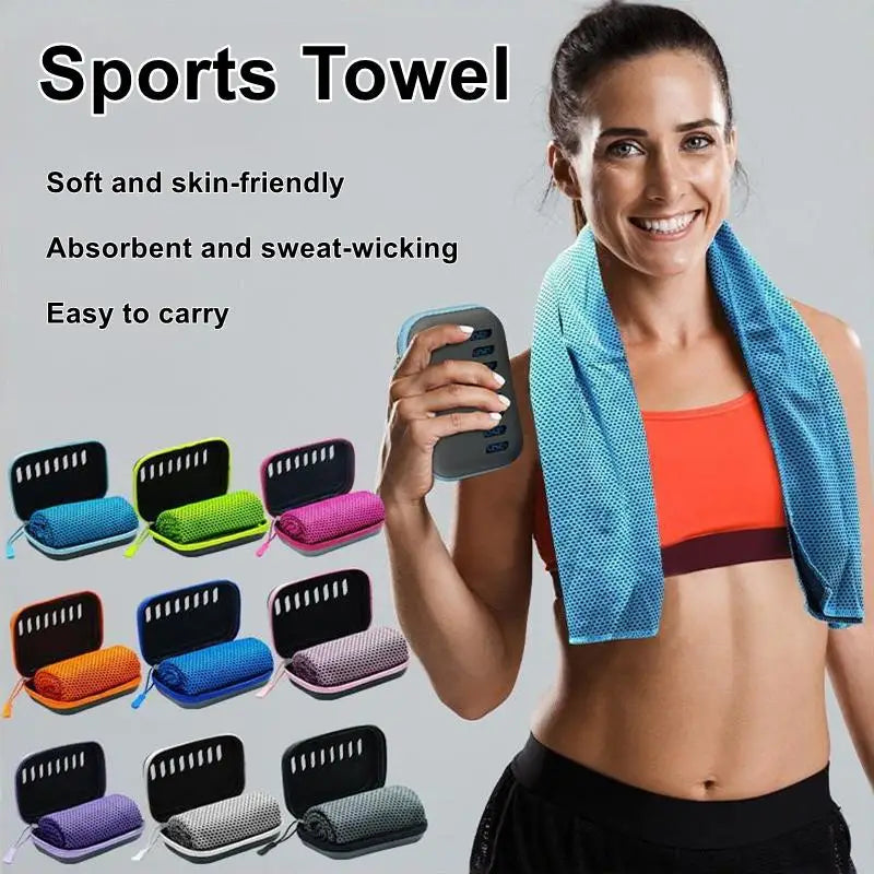 Camping Cooling Towels With EVA Case, Compact & Portable Travel Ice Towel Quick Dry Towels For Sports Gym, Hiking And Yoga