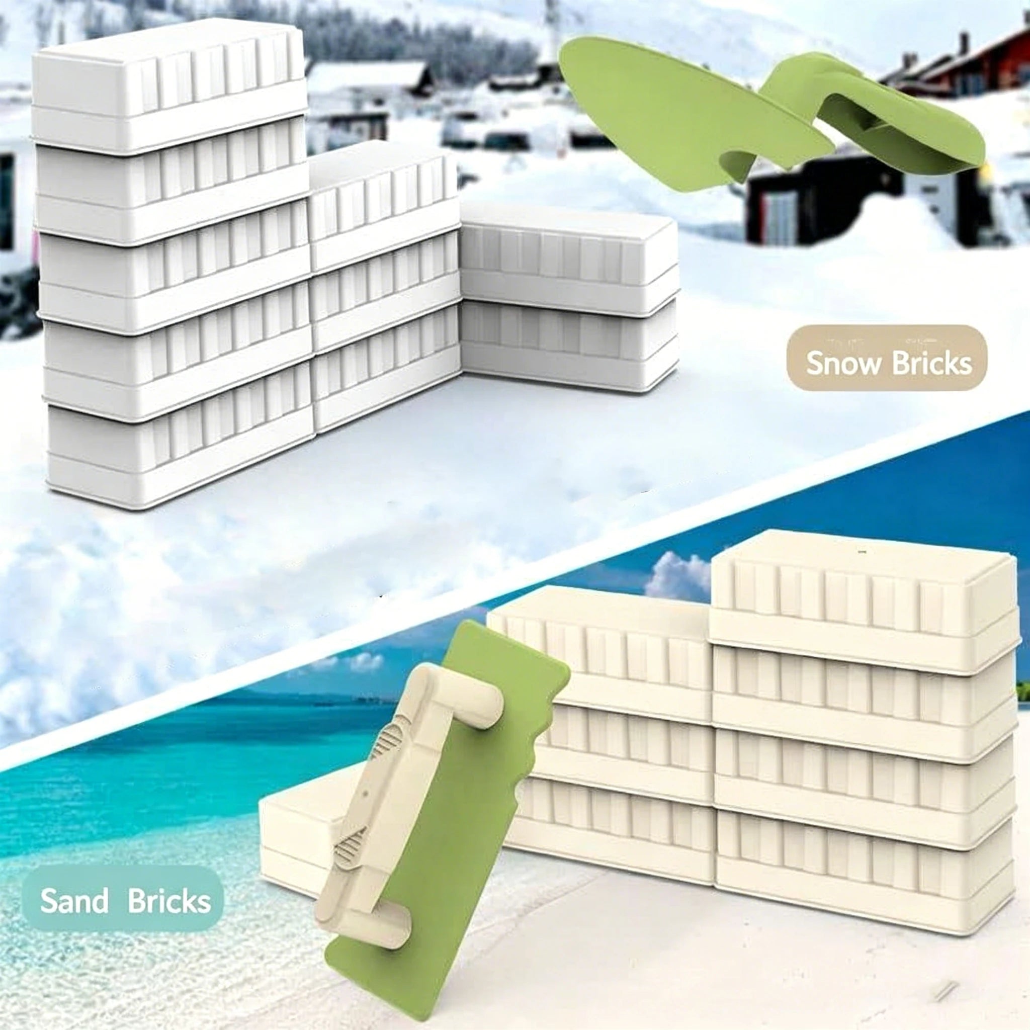 Kids Beach Toys Set Snow Toy Brick Sand Castle Mold Tool Shovel Sandbox Sand Rake for Winter and Summer Outdoor Sands Toys Gifts