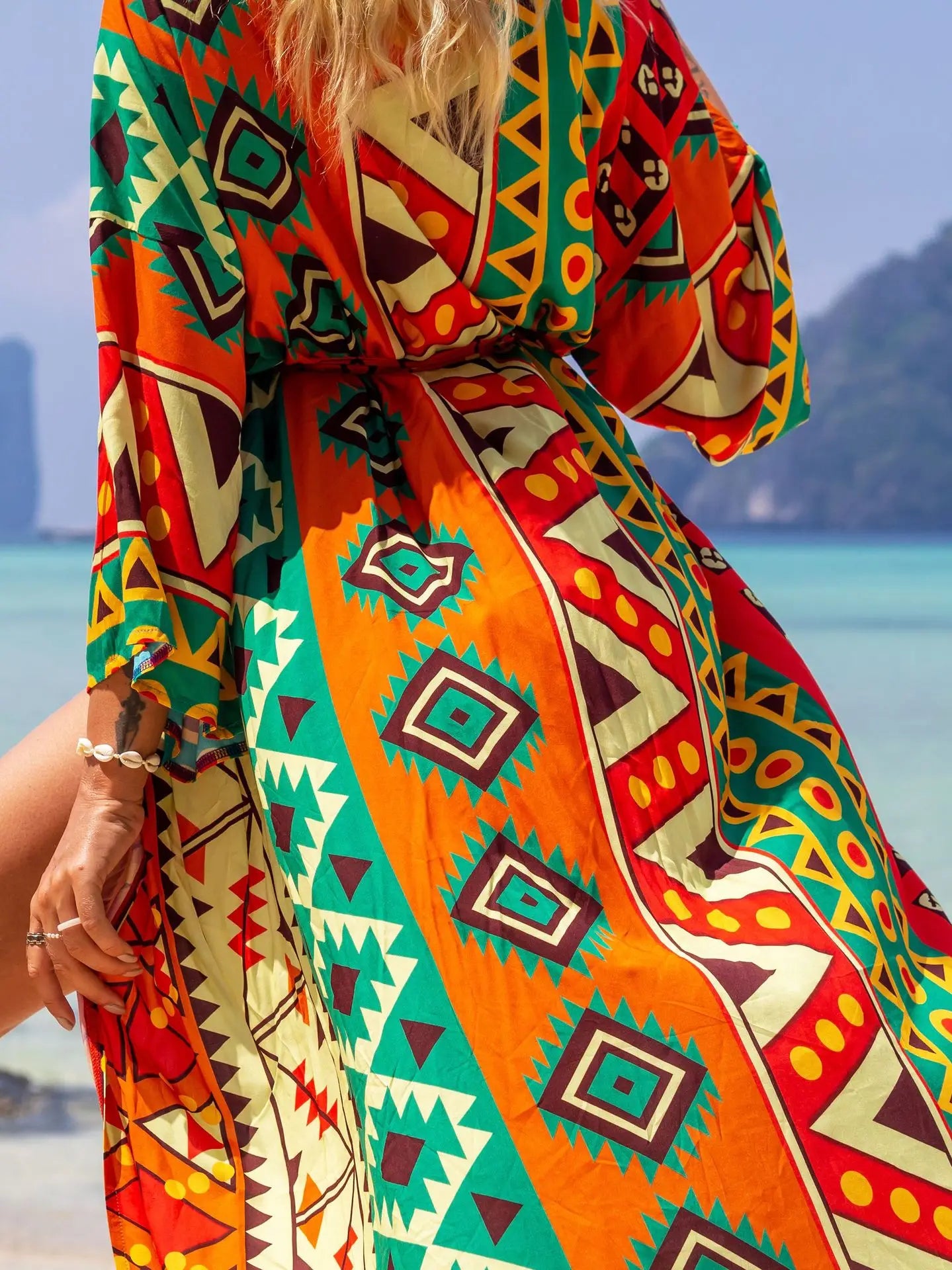 Swimsuit Cover Up Printed Kimono for Sea Boho Coverup Long Luxury Beach Outings Belted Swimwear Cape Holiday Bathing Suits Sales