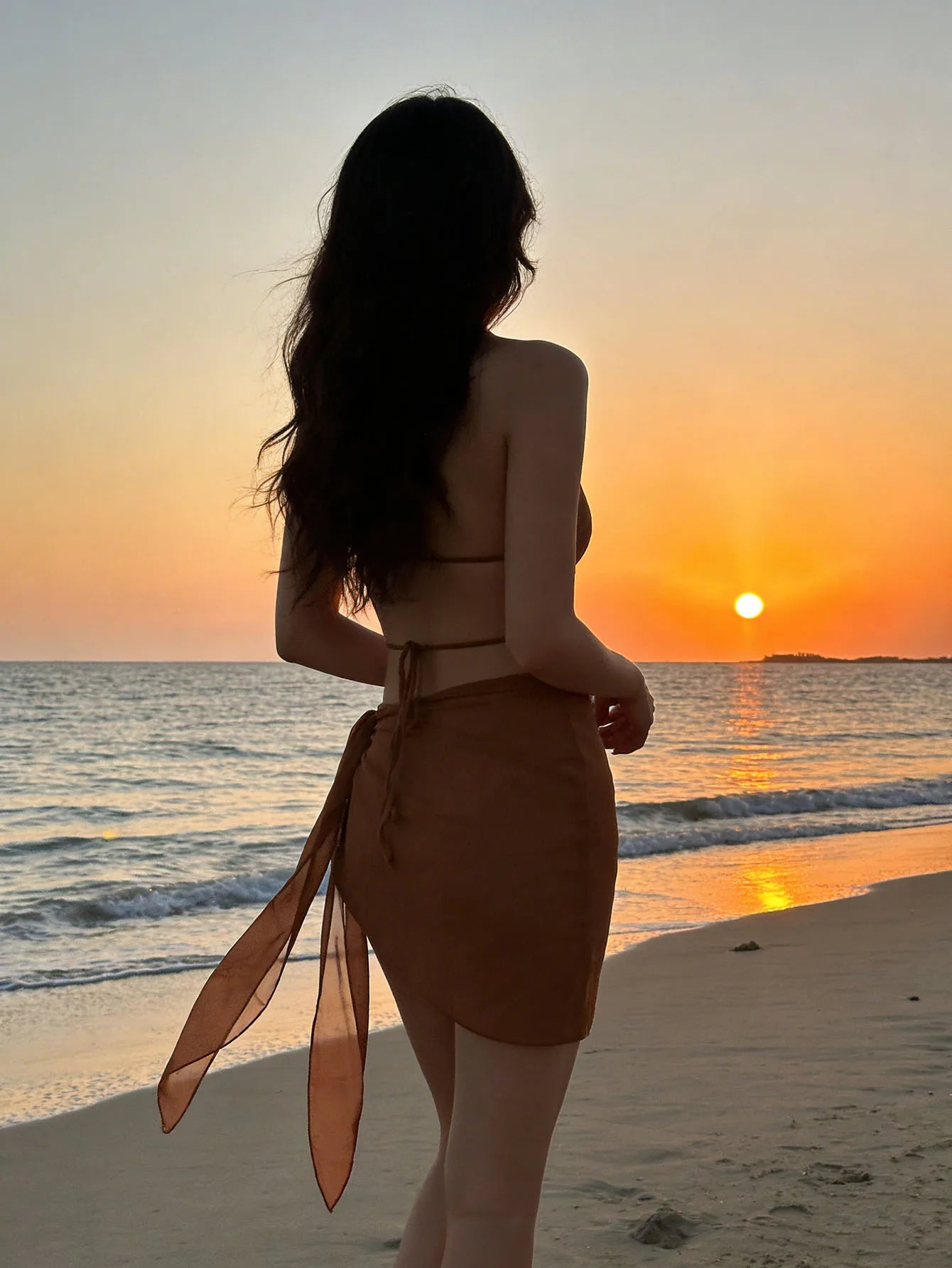 Summer Beach Swimming Hoodie Skirt for Women Solid Color Short Bikini Wrap Chiffon Skirt Lightweight Scarf Swimsuit Hoodie