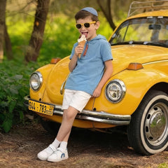 Summer Terry Sibling Clothing Set for Boys And Girls Blue Shirt for Boy Girl Dress Zipper With Colorful Drawstring Teens Outfit