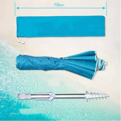 UV50+ Portable Travel Beach Umbrella Folding Three-Section Telescopic with Sand Anchor Outdoor Sunshade Folding Umbrella