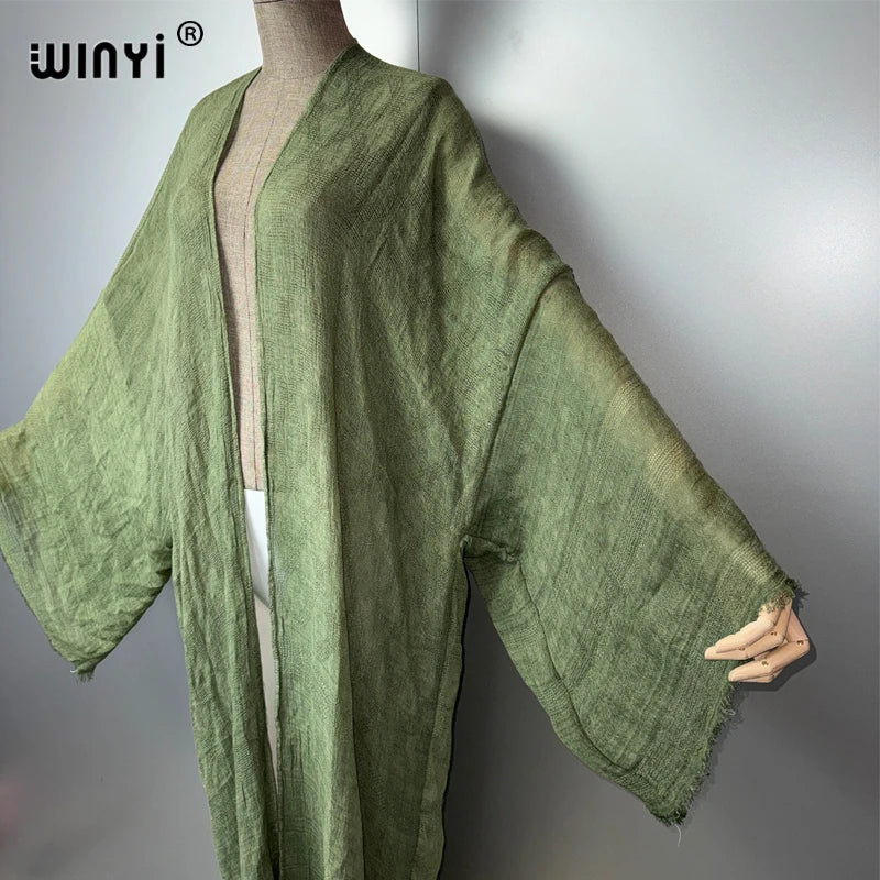 WINYI  high quality comfortable Women Soft Cardigan Loose Dress Party Boho Maxi beach Holiday Swimming Cover ups Africa Kimono