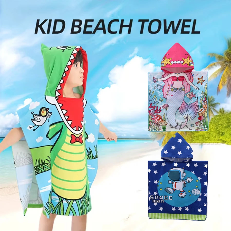 1-Pack of Cute Animal-Themed Polyester Towels for Infants and Children, Absorbent and Quick-Drying Beach Towels, Hooded Poncho Bath Towels, Suitable for Home, Outdoor, and Beach Use, the First Choice for Children's Holiday Gi