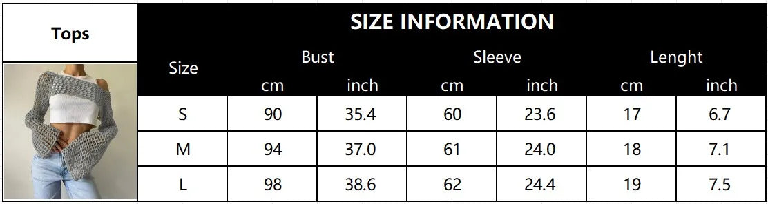 Long Sleeve Crochet Crop Top Summer Knit Hollow Out Mesh Cover Ups 2024 Women‘s Y2k Crochet Tops Pullover Streetwear