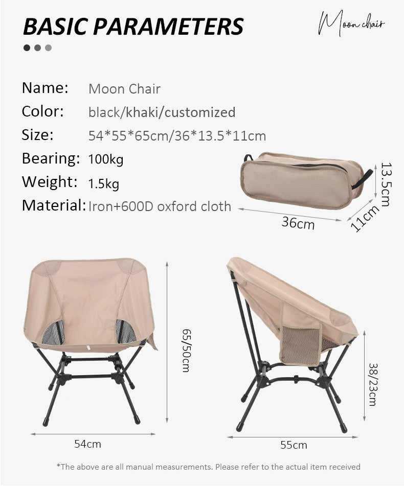 Square Structure Beach Fishing Stool, Convenient Four-Corner Camping Folding Chair, Lightweight Iron Tube Moon Chair