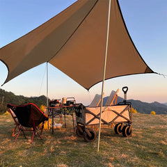 Lightweight 3x4M Hexagonal Camping Tarp Waterproof Awning Sun Shelter Outdoor Canopy for Hiking Beach Picnic Travel