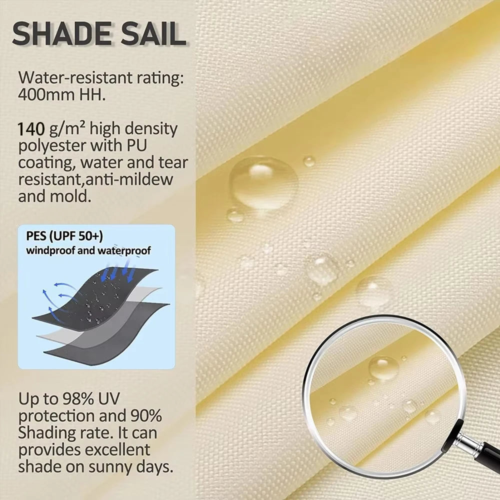 Outdoor Rectangular Sun Sail - Breathable UV Resistant Shade Cover for Backyard Balcony Camping, Easy Installation & Clean