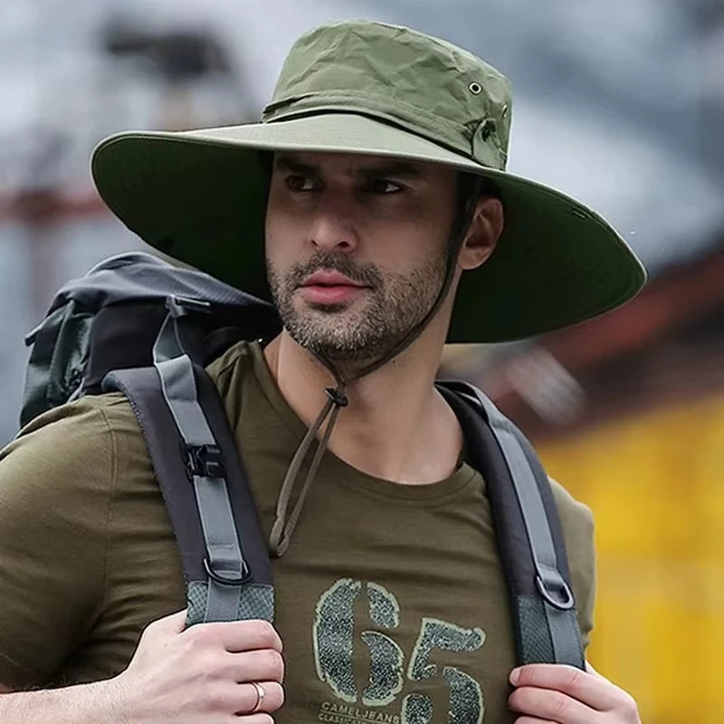 Summer Mountaineering Fishing Hat Men's UV Resistant Fisherman Hat Large Eave Outdoor Work Sun Protection Hat Sun Visor Hat