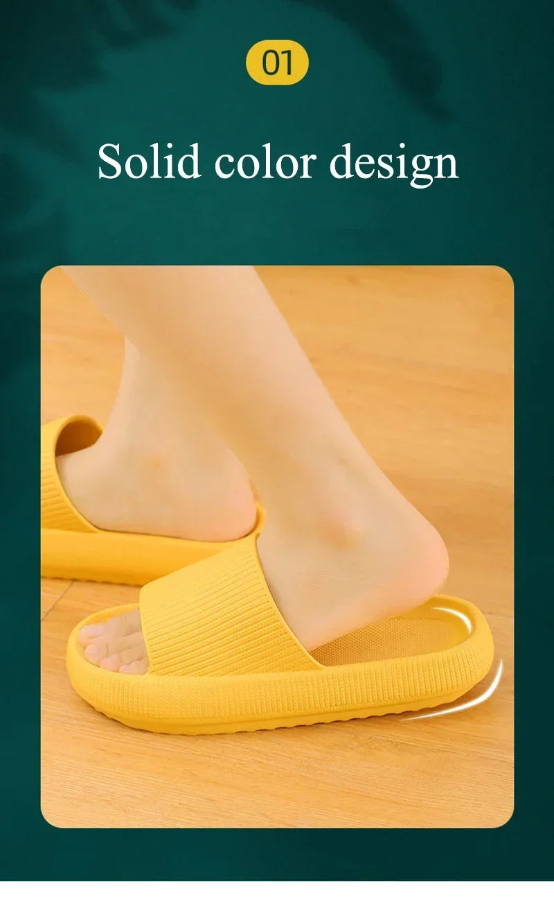 EVA Beach Slippers Thick Sole 4cm Cloud-Like Comfort Home Use Couple Height Increasing Indoor Solid Color Summer Sandals